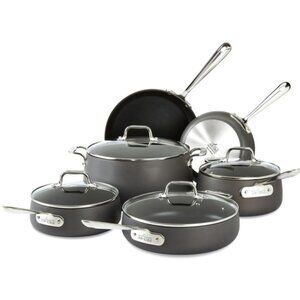 All-Clad HA1 10-Pc Hard Anodized Nonstick Cookware Set, Oven & Broiler Safe 500F